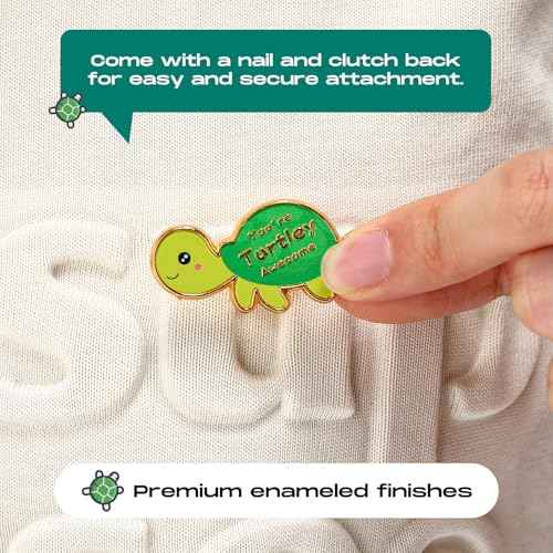 Juexica 100 Sets Employee Appreciation Gifts Bulk Positive Turtle Pins You're Awesome Inspirational Notecard Thank You Gift for Coworker Staff Volunteer Teacher Students Christmas Favor (Green)