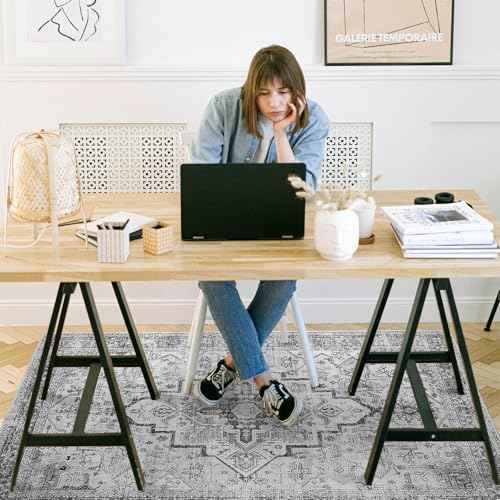 chakme Office Chair Mat for Hardwood Floor, 72"x48" Easy Glide Computer Desk Mat Protector for Rolling Chair Under Desk Rug Nonslip Backing, Machine Wash, (Boho)