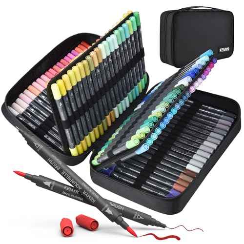 Markers for Adult Coloring Books: 120 Color Dual Tip Fine & Brush Pens - Water-Based Coloring Marker for Adults Drawing Sketching Bullet Journal Writing Lettering No bleeding