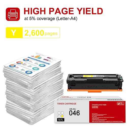 1 Pack 046 1247C001AA Yellow Toner Cartridge: Compatible CRG 046 1247C001AA Replacement for Canon Color Image Class LBP654Cdw MF733Cdw MF735Cdw MF731Cdw Printer