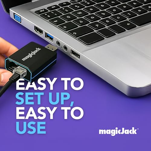 magicJack VOIP Phone Adapter - Unlimited US & Canada Calls, Portable Internet Phone, App & Service