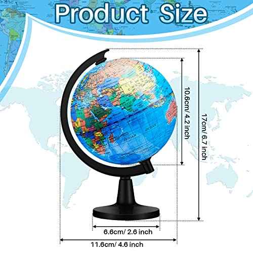 Meooeck 12 Pcs World Globe with Stand 4.6 Inch Geographic World Globe Bulk for Kids Students Learning Educational Classroom Desk Table Decoration, Blue