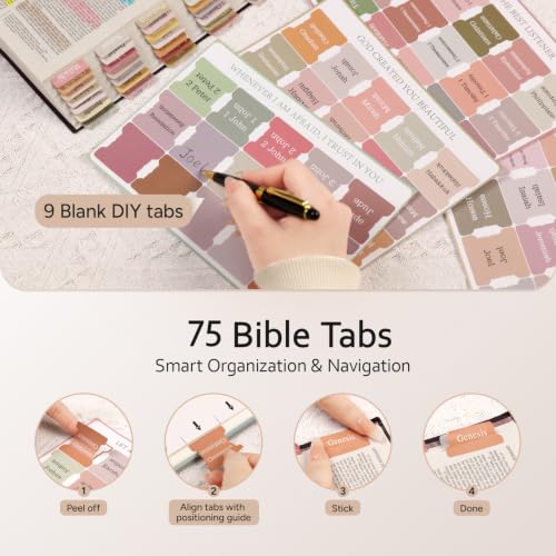 Pink Adjustable Bible Cover with 75 Tabs for Women - Waterproof & Durable