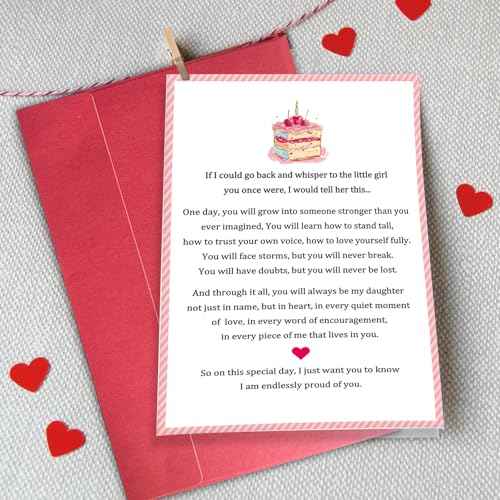 Inspirational Birthday Card for Daughter, Poem Birthday Card from Mom Dad, 18th 21st 30th 40th 50th Birthday Gift Ideas for Daughter