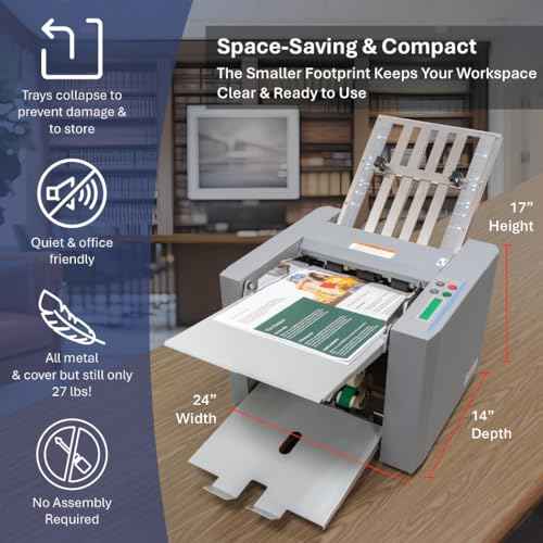 FORMAX FD 314 Desktop Office Folder, Up to 250 Sheets 20 Pound (75gsm) Hopper Capacity, Up to 7700 Sheets per Hour, LCD Control Panel with 3-Digit Resettable Counter