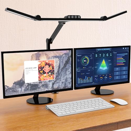 Micomlan Black Clamp Desk Lamp with Auto Dimming & Atmosphere Lighting – Architect LED Office Light, 24W