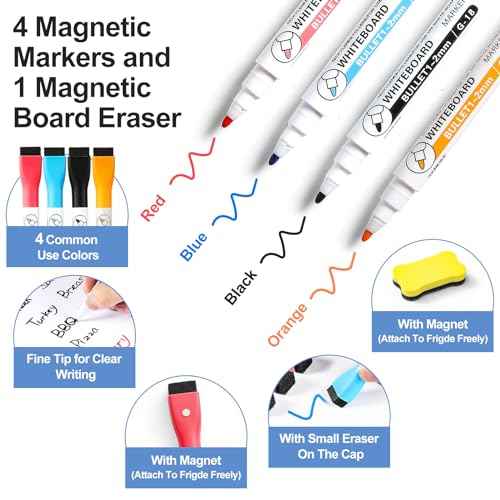 2 PCS Magnetic Dry Erase Whiteboard for Fridge, 14"x11" Reuasble & Erasable White Board Sheet for Refrigerator, Freezer - Smooth & Flexible Magnet Blank Notepad for Home, Kitchen Organizer and Planner