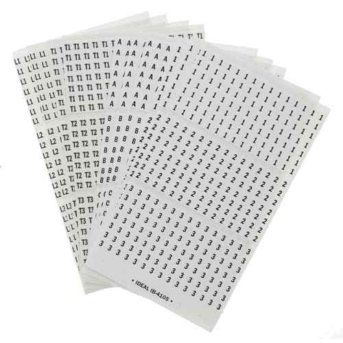 Ideal Industries 44-109 Plastic-Impregnated Cloth Self-Sticking Wire Marker Booklet 1/4 inch x 1-1/2 inch Legend