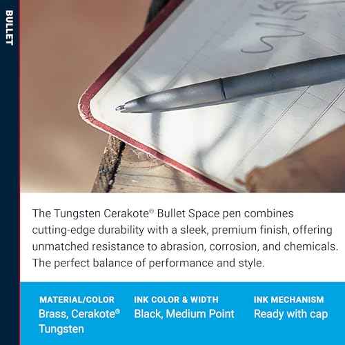 Fisher Space Pen Bullet Pen, Ballpoint, Tungsten, Cerakote Finish, Black Ink, Made in the USA