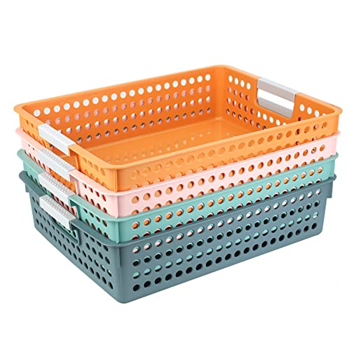 ZUNTENG 4-Pack Classroom Paper Trays with 4 Colors - Book & Office Organizer
