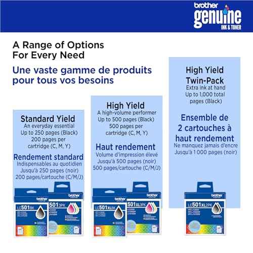 Brother Genuine LC501XLBK High Yield Black Ink Cartridge (for use with Work Smart 1260, 1360, and 1410 Printers)