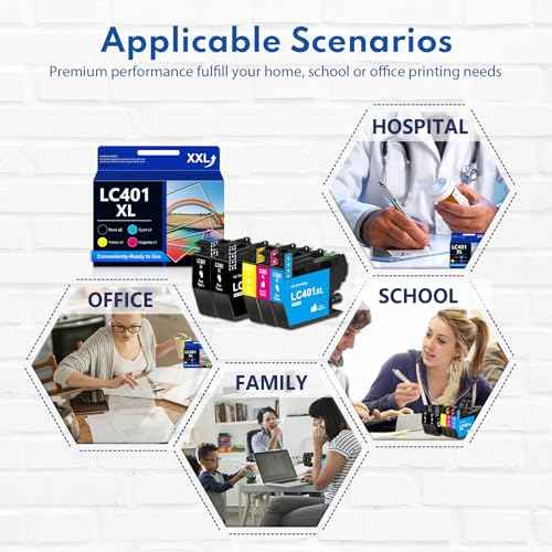 LC401XL High Yield Ink Cartridges 5-Piece Set Replacement for Brother LC401 Ink, Compatible with MFC-J1010DW MFC-J1012DW MFC-J1170DW Printer (2 Black, Cyan, Magenta, Yellow)