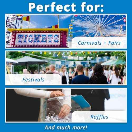 INDIANA TICKET CO. Raffle Double Roll, 5 Rolls 1,000 Tickets, 1 Roll Each Red, Blue, Green, White & Yellow, Premium Quality 50/50, Events Tickets(Pack of 5)