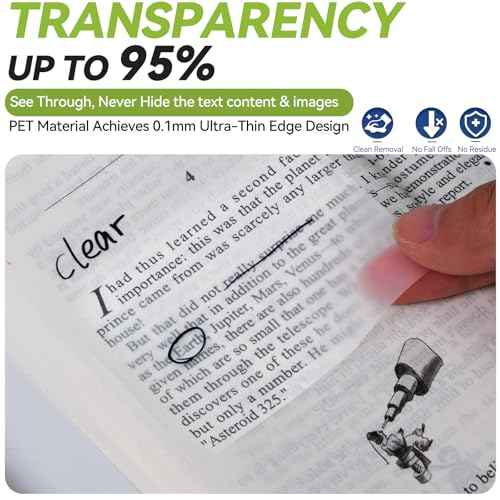 Transparent Sticky Notes with Sticky Tabs, Tecolu ¡¼96% Transparency, 5X Adhesive Strength¡½ Clear Sticky Notes Set, Waterproof & See-Through PET Translucent Sticky Notes, 7 Pads