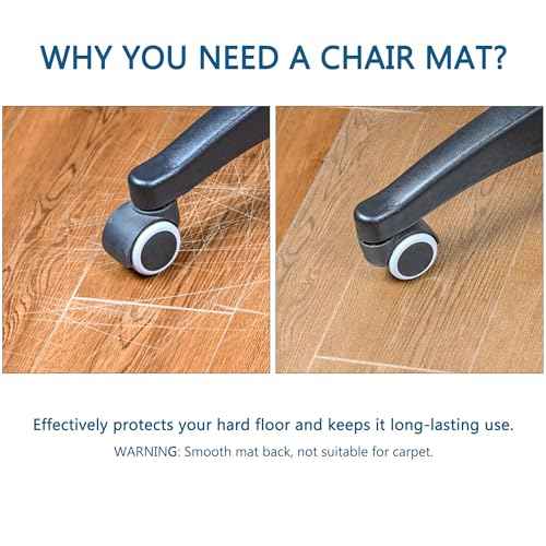 Chair Mat for Hardwood Floor, 48" x 36" Clear Desk Chair Mats, Easy Glide Plastic Mat for Under Office Chair, Rectangle