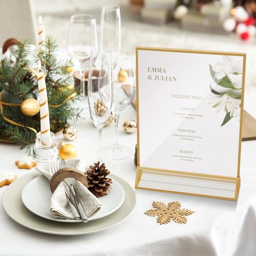 PPH-Sisy Acrylic Sign Holder 8.5x11 Double Sided Display Stand Gold 4 Pack