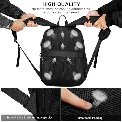 Travel Laptop Backpack, Lightweight Casual School Backpack for Teens, Slim Durable Backpack with USB Charging Port, 17.3 Inch Anti Theft Water Resistant Computer Bag Daypack for Men Women, Black