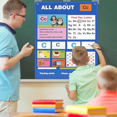 Joyreal Alphabet Learning Pocket Chart for Toddlers Classroom Activity Wall Chart