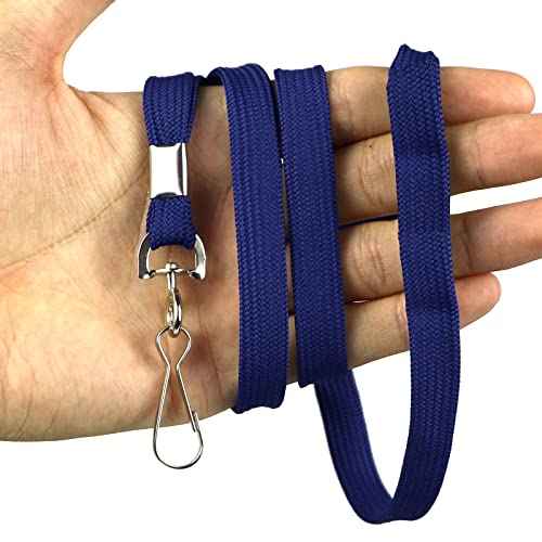 Lanyards 100 Pack Navy Blue Lanyards with Swivel Hook Clips for ID Name Badge Holder (Navy Blue, 100 Pack)