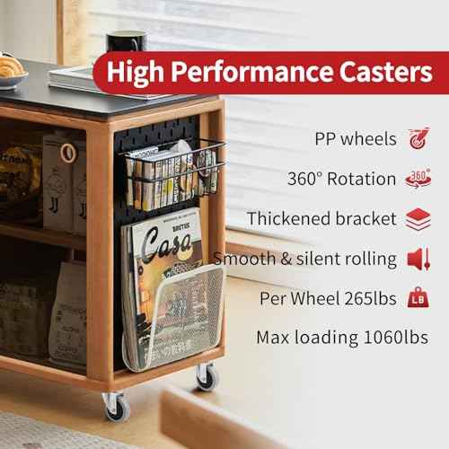 HOD 3 Inch Caster Wheels, Heavy Duty Casters 1060 Lbs, 360¡Æ Swivel Top Plate Casters Wheels, Set of 4, Industrial Casters No Noise PP Wheels for Cart, Furniture, Workbench