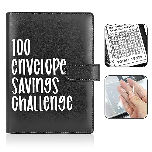 POUYRBA Black 100 Envelope Challenge Binder for 52-Week Saving Plan