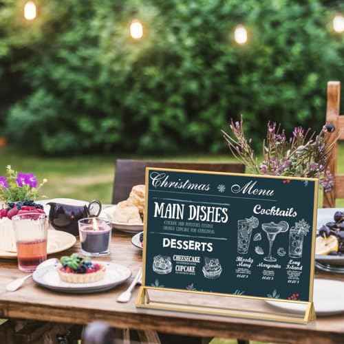 Clear Acrylic Sign Holder 11x 8.5 Horizontal Double Sided Gold Frame Flyer Holder for Wedding Table Number Menu Holder (6pcs)