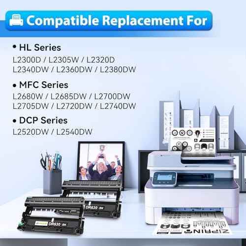 ZIPRINT 2-Pack Dr630 Drum Replacement for Brother DR 630 DR-630 HL-L2300D HL-L2320D HL-L2360DW HL-L2380DW DCP-L2540DW DCP-L2520DW MFC-L2700DW MFC-L2705DW MFC-L2707DW MFC-L2720DW MFC-L2740DW Printer