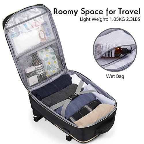 MOMUVO Carry On Backpack for Women,Flight Approved Large Travel Laptop Backpack Water Resistant Luggage Travel Bag for Weekender Business, Black-1
