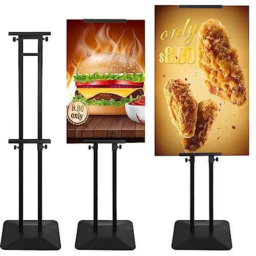 Poster Stand Heavy Duty - Double-Sided Pedestal Poster Stands for Display, Adjustable Metal Poster Board Stand Height Up to 80", Outdoor Floor Standing Sign Holder for Banner Foam, 1 Pack