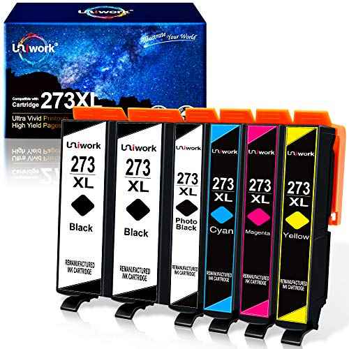 Uniwork Remanufactured Ink Cartridge Replacement for Epson 273 XL 273XL T273XL use for XP820 XP810 XP800 XP620 XP610 XP600 XP520 Printer (2 Black, 1 Photo Black, 1 Cyan, 1 Magenta, 1 Yellow), 6 Pack