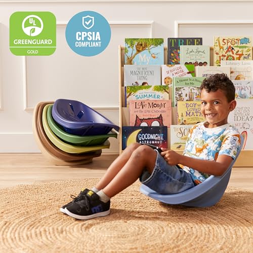 ECR4Kids Plastic Leaf Floor Seat Set – Kids Rocking Floor Chairs for Classroom & Home, 6-Pack