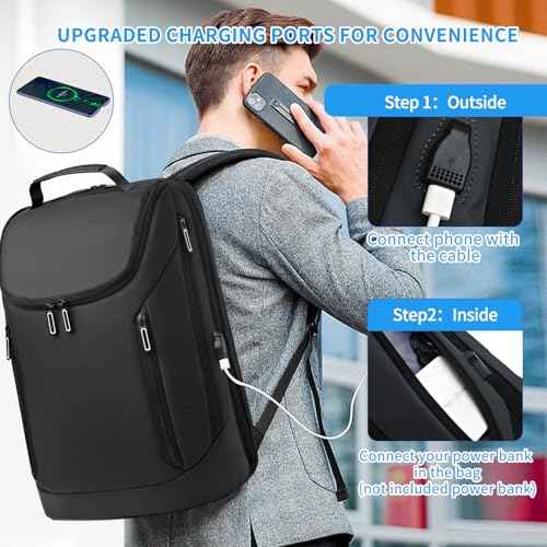 Work Backpack for Men Women, Commuter Backpack Carry-on Fit 15.6 Inch Laptop with USB Charging Port