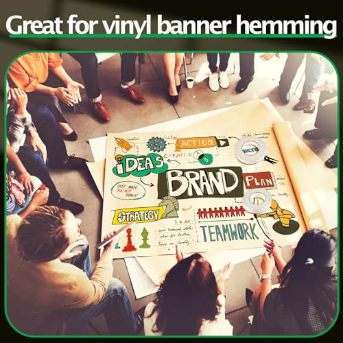 Geyoga 10 Rolls Total 1640 ft Heavy Duty Banner Hem Tape Double Sided Each 1" x 164 ft Mounting Tape for Vinyl Banner, White