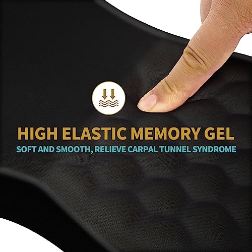 Hokafenle HK001 Ergonomic Wrist Support Mouse Pad with Massage Bumps, Memory Foam, Non-Slip PU Base, 12x8 inch, Black