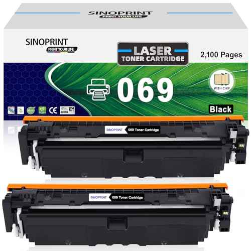 069 069H Black Toner Cartridge Replacement for Canon 069 Toner Cartridge for Canon imageCLASS MF753Cdw MF751Cdw LBP674Cdw Series Printer Ink 2-Pack Black