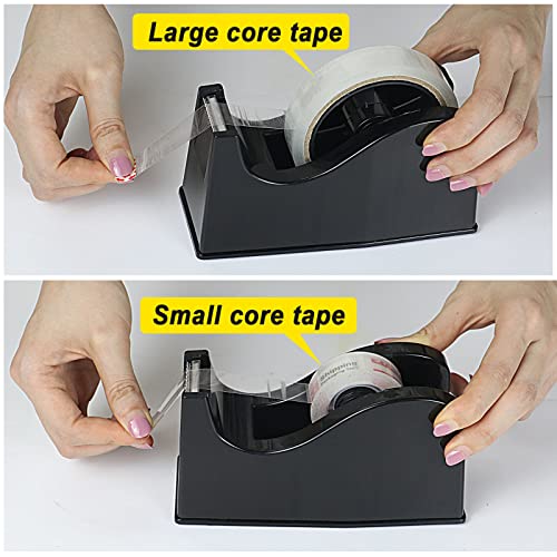 BOMEI PACK Desktop Tape Dispenser – 1" & 3" Cores, Weighted Base with Clear Tape Refills