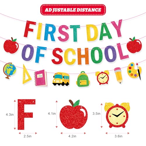Sereliy First Day Of School Banner Decor - Back To School Garland for Classroom & Party - Firsts Day
