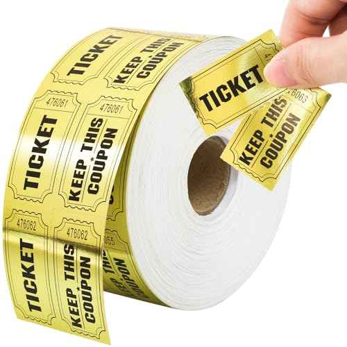 ceiba tree 1000 Raffle Tickets Gold Double Roll Metallic Gold Foil Ticket for Events Carnivals Entry Class Reward Prizes