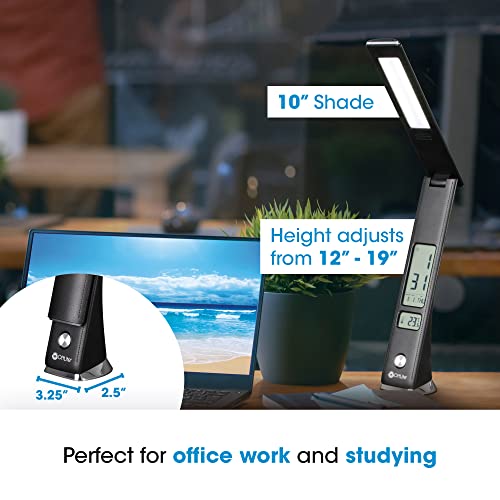 Prevention by OttLite LED Task Adjustable Lamp with Digital Display - Designed to Reduce Eyestrain - Adjustable Neck, 3 Color Modes & USB Charging - Crafting, Office Work, Reading & Studying