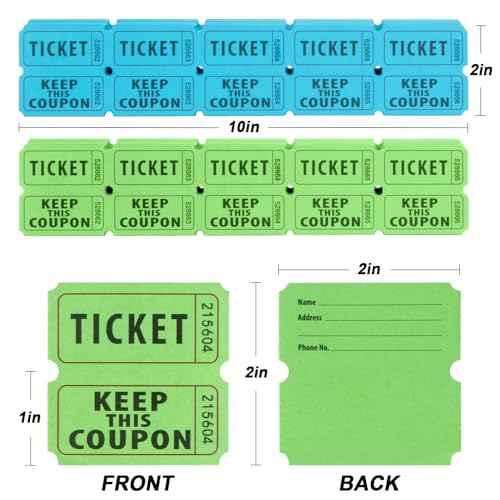 MAQIHAN 800PCS Double Roll Raffle Tickets - 50/50 Raffle Tickets Perforated Line Consecutive Numbers Tearable Writable Suitable for Raffles, Events, Carnivals, Entry, Lottery, Prizes