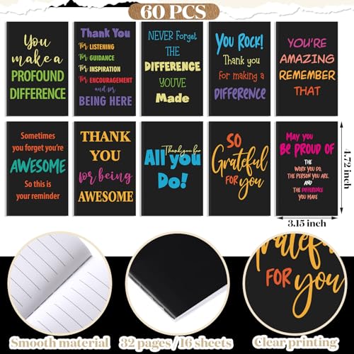 Yeaqee 180 Pcs Employee Appreciation Gifts Inspirational Notebooks Motivational Pens Thank You Keychains Thank You Gifts for Teacher Women Team Coworkers