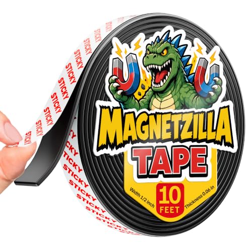 X-bet MAGNET Super Sticky Magnetic Tape 10ft x 1/2in (3m x 1.25cm) - DIY Crafts, Labeling & Organizing Roll