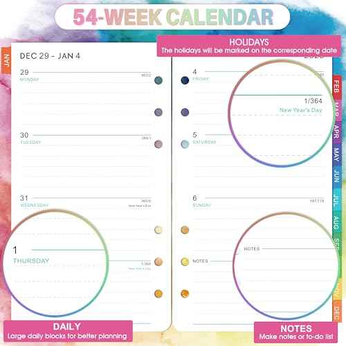 2026 Planner Refills - Planner Refills 2026, Weekly and Monthly Calendar from Jan. 2026 - Dec. 2026, 3.75 x 6.75 inch, 6 Holes