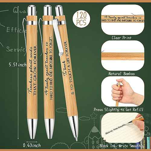 Kosiz 240 Pcs Teacher Appreciation Gifts in Bulk Thank You Kraft Notebooks Set Motivational Mini Journal Notebook Inspirational Bamboo Ballpoint Pen Gift for Teacher Nurse Christmas Thanksgiving