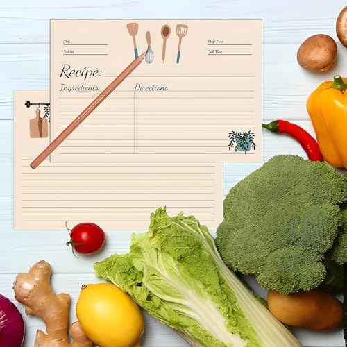 100 Sheets Recipe Cards, 4x6 Inches Double Sided Cards, Blank Cardstock Cards for Recording Recipes, Kitchen Diaries, Bridal shower, Banquet Preparation