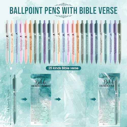 200 Sets Christian Gifts Bulk Bible Emergency Numbers Religious Bookmarks Bible Verse Pens Religious Gifts for Church Sunday School Operation Christmas Bulk Items Christian Party Favors