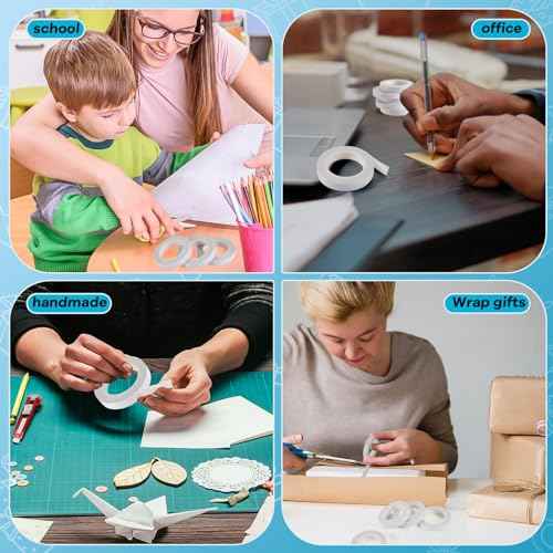 9 Rolls Double Sided Tape for Crafts, Strong Double-Sided Tape, Scrapbook Tape, Double-Sided Adhesive Tape for Arts, Card Making, Scrapbooking Supplies, Gift Wrapping (0.4 in X 26.25Ft)
