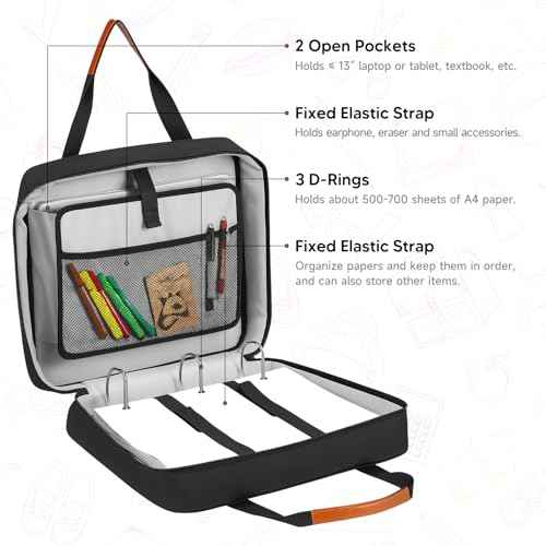 3 Ring Zipper Binder 3 Inch Binder with Zipper Shoulder Strap 700 Sheet Capacity & Multi-Pockets School Fits 13 Inch Laptop,3-in-1 Shoulder/Backpack/Handle