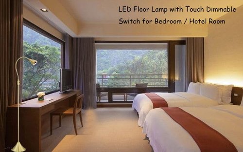 HomeFocus - LED Floor Lamp,Standing Lamp for Reading,Eye-Caring,Stepless Dimming,Floor Lamp for Living Room,Bedroom,LED 5W,Energy Efficient Super Bright (Metal,Gold)