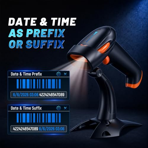 Tera 2D Wireless Barcode Scanner with Battery Indicator and Stand - Orange HW0002